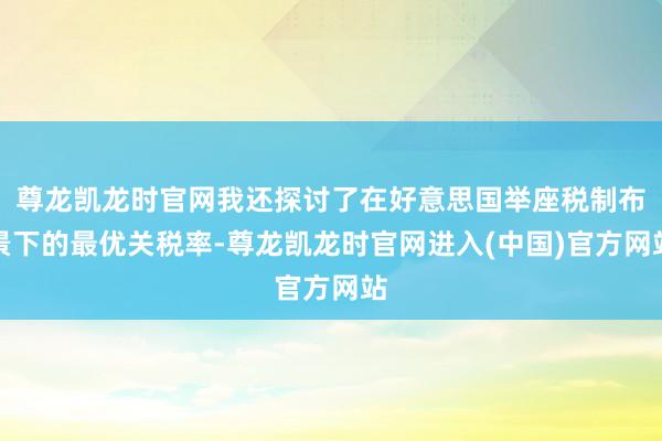 尊龙凯龙时官网我还探讨了在好意思国举座税制布景下的最优关税率